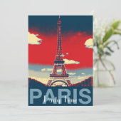 retro poster  France Paris Effiel Tower Kaart (Staand voorkant)