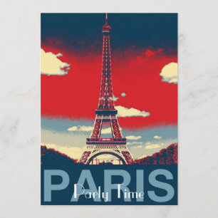 retro poster  France Paris Effiel Tower Kaart