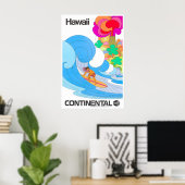 Retro Poster Hawaii Reizen Surfen Kunst Retro Prin (Thuiskantoor)