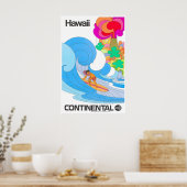 Retro Poster Hawaii Reizen Surfen Kunst Retro Prin (Keuken)