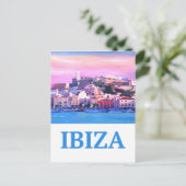 Retro Poster Ibiza Old Town and Harbour Briefkaart (Staand voorkant)
