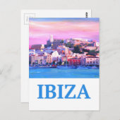 Retro Poster Ibiza Old Town and Harbour Briefkaart (Voorkant / Achterkant)