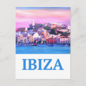 Retro Poster Ibiza Old Town and Harbour Briefkaart (Voorkant)