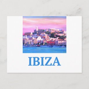 Retro Poster Ibiza Old Town and Harbour Briefkaart
