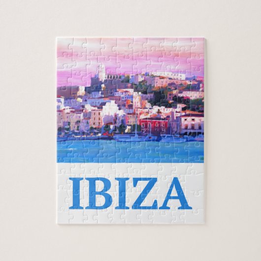 Retro Poster Ibiza Old Town and Harbour Legpuzzel (Verticaal)