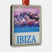 Retro Poster Ibiza Old Town and Harbour Metalen Ornament (Rechts)