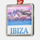 Retro Poster Ibiza Old Town and Harbour Metalen Ornament (Links)
