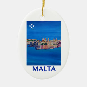 RETRO POSTER Malta Valetta City of KnachtenII Keramisch Ornament
