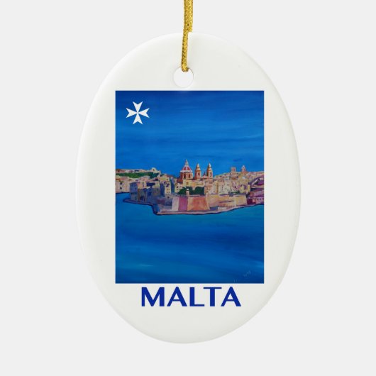 RETRO POSTER Malta Valetta City of KnachtenII Keramisch Ornament (Voorkant)