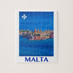 RETRO POSTER Malta Valetta City of KnachtenII Legpuzzel