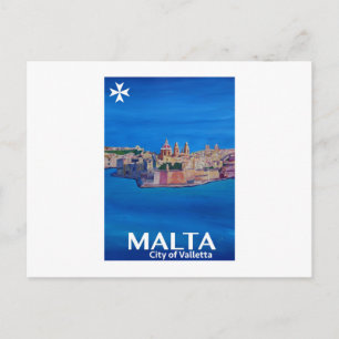 Retro Poster Malta Valetta - Stad Knachten Briefkaart