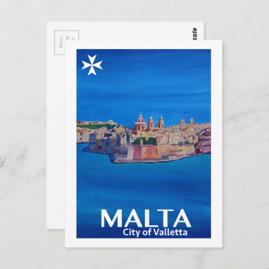 Retro Poster Malta Valetta - Stad Knachten Briefkaart (Voorkant / Achterkant)