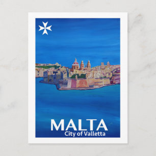 Retro Poster Malta Valetta - Stad Knachten Briefkaart