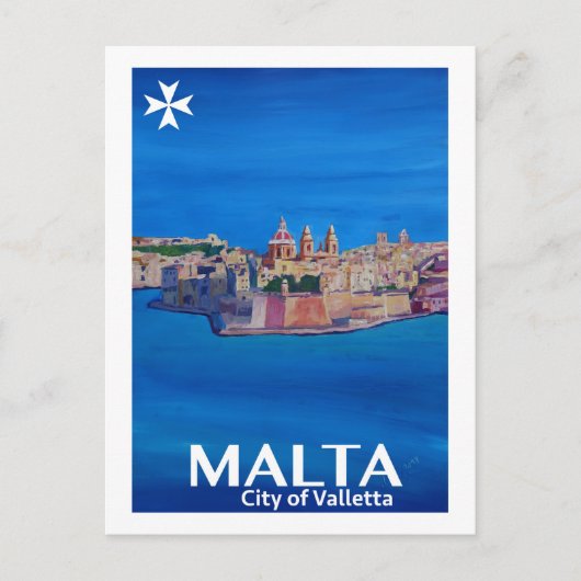 Retro Poster Malta Valetta - Stad Knachten Briefkaart (Voorkant)