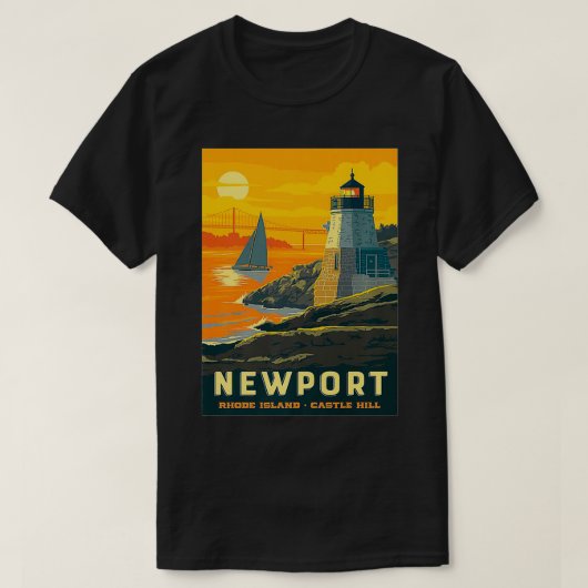 Retro Poster Newport Rhode Island Castle Hill Newp T-shirt (Design voorkant)