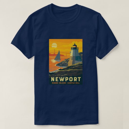 Retro Poster Newport Rhode Island Castle Hill Newp T-shirt (Design voorkant)