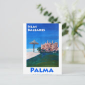 Retro Poster Palma de Mallorca Briefkaart (Staand voorkant)