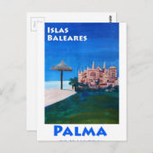 Retro Poster Palma de Mallorca Briefkaart (Voorkant / Achterkant)