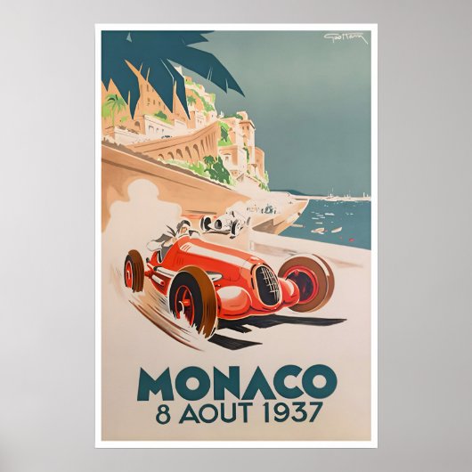 Retro Poster Raceauto Kunst Franse Riviera Reizen (Voorkant)
