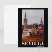 Retro Poster Sevilla Giralda Andalucia Briefkaart (Voorkant / Achterkant)