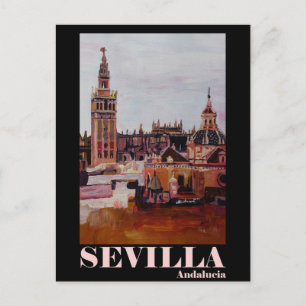 Retro Poster Sevilla Giralda Andalucia Briefkaart