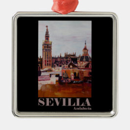 Retro Poster Sevilla Giralda Andalucia Metalen Ornament