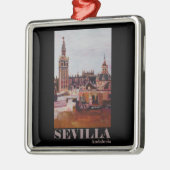 Retro Poster Sevilla Giralda Andalucia Metalen Ornament (Links)
