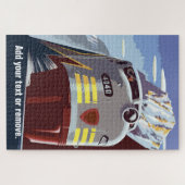 retro-poster, trein in berglandschap: legpuzzel (Horizontaal)