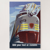 retro-poster, trein in berglandschap: legpuzzel (Verticaal)