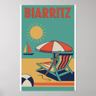 Retro poster van de Franse badplaats Biarritz