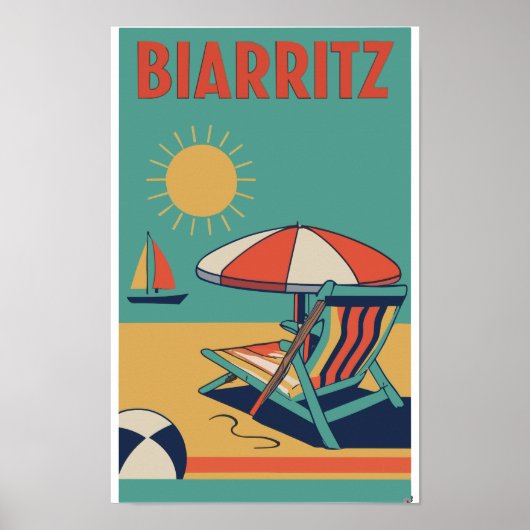 Retro poster van de Franse badplaats Biarritz (Voorkant)