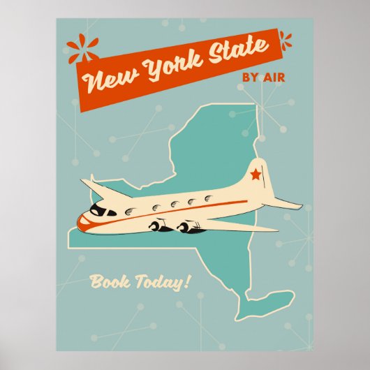 Retro poster van de staat New York. (Voorkant)