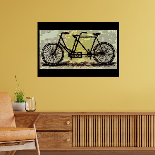 Retro poster van tandem / fiets voor twee personen (Woonkamer 2)
