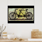 Retro poster van tandem / fiets voor twee personen (Keuken)