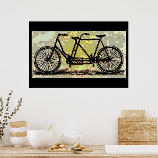 Retro poster van tandem / fiets voor twee personen (Keuken)