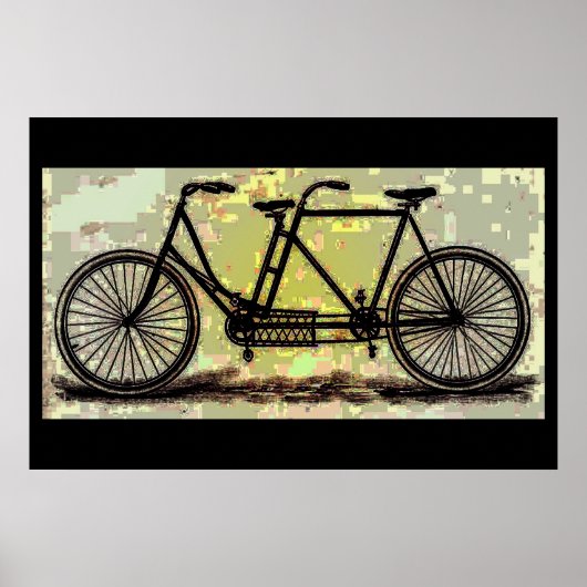 Retro poster van tandem / fiets voor twee personen (Voorkant)