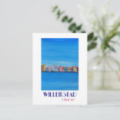 Retro Poster Willemstad Curacao Briefkaart (Staand voorkant)