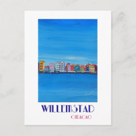 Retro Poster Willemstad Curacao Briefkaart