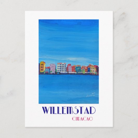 Retro Poster Willemstad Curacao Briefkaart (Voorkant)