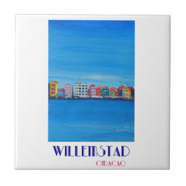 Retro Poster Willemstad Curacao Tegeltje