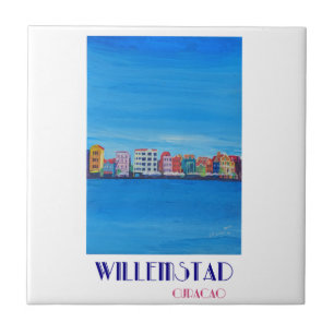 Retro Poster Willemstad Curacao Tegeltje