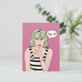 Retro Poster Woman Zip het Briefkaart (Staand voorkant)