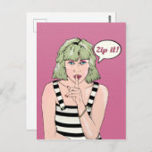 Retro Poster Woman Zip het Briefkaart (Voorkant / Achterkant)