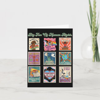 Retro postzegel grote fan van mensenrechten grapje kaart