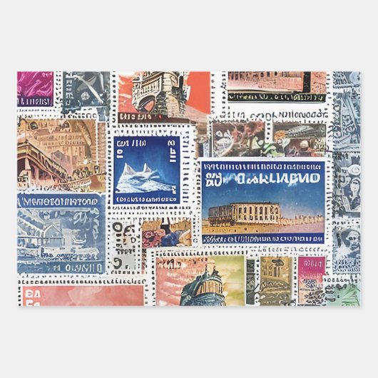 Retro postzegel inpakpapier vel (Voorkant 2)