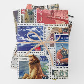 Retro postzegel inpakpapier vel (In situ)