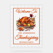 Retro postzegel Thanksgiving Welkom Acryl Bord (Voorkant)
