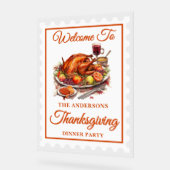 Retro postzegel Thanksgiving Welkom Acryl Bord (Hoek)