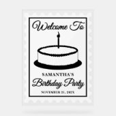 Retro Postzegel Verjaardagsfeest Welkom Acryl Bord (Voorkant)