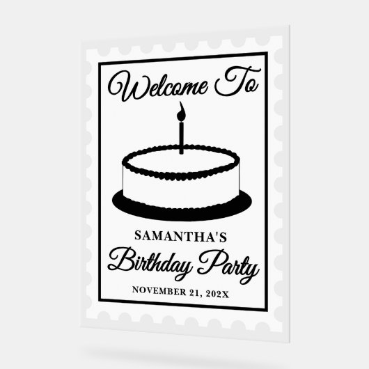 Retro Postzegel Verjaardagsfeest Welkom Acryl Bord (Hoek)